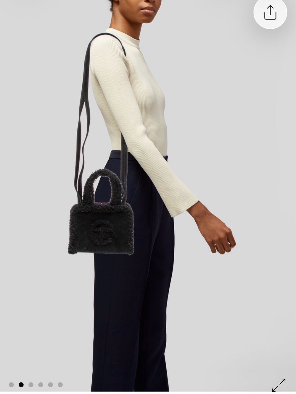 Telfar Black Shearling Mini Tote